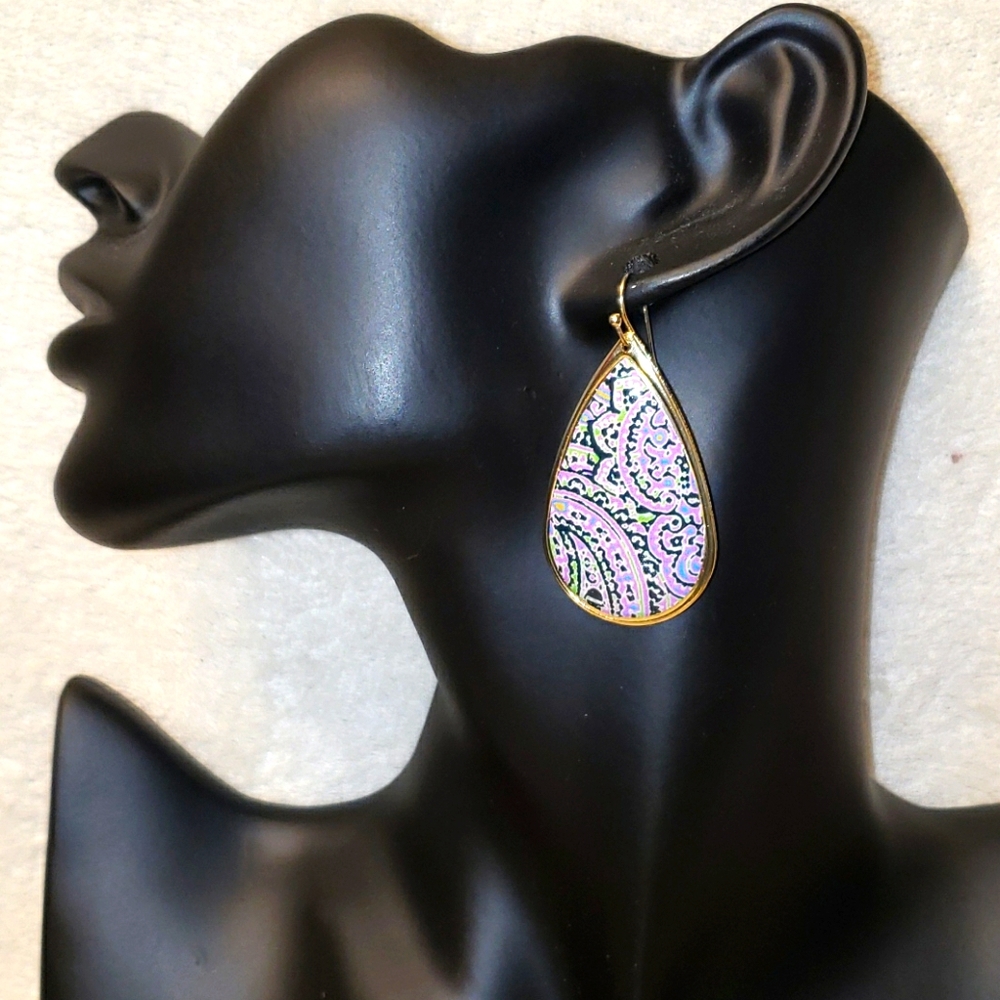 Lilac paisley print earrings